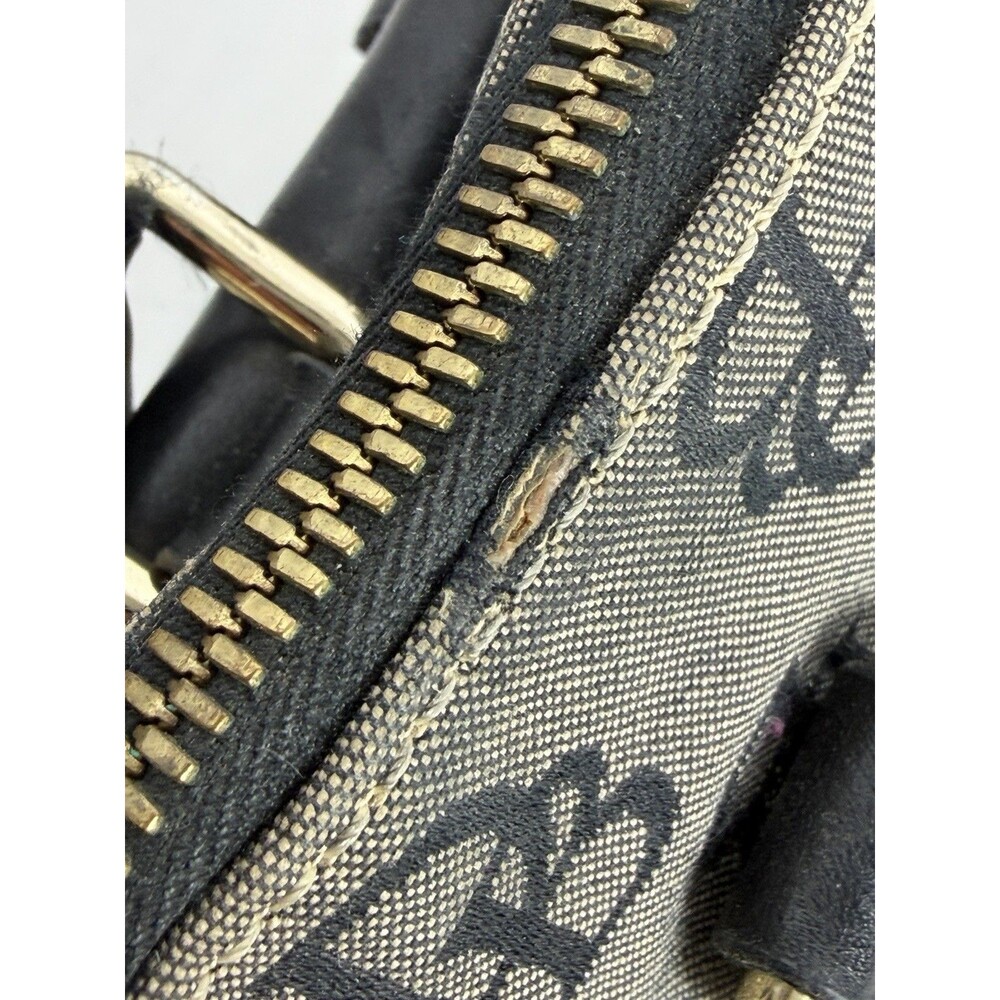 Vintage Dooney & Bourke Mini Bag Black & Gray Monogram DB Black Leather - Picture 7 of 16